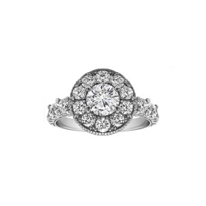 Round Cut Halo Diamond Vintage Engagement Ring