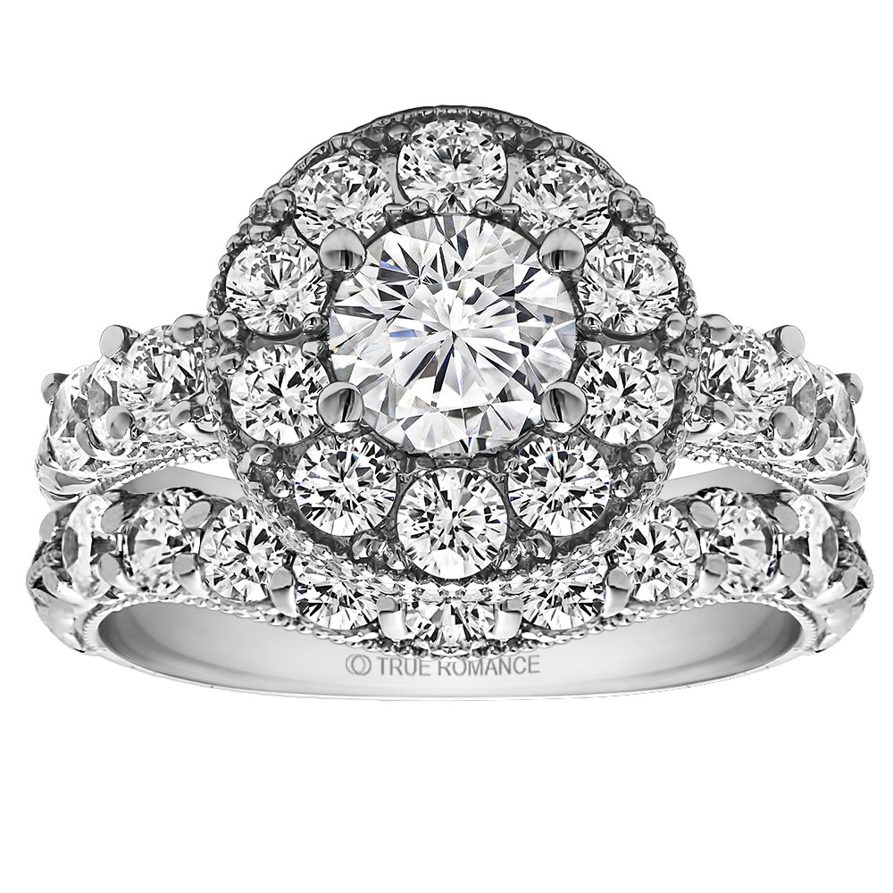 Round Cut Halo Diamond Vintage Engagement Ring