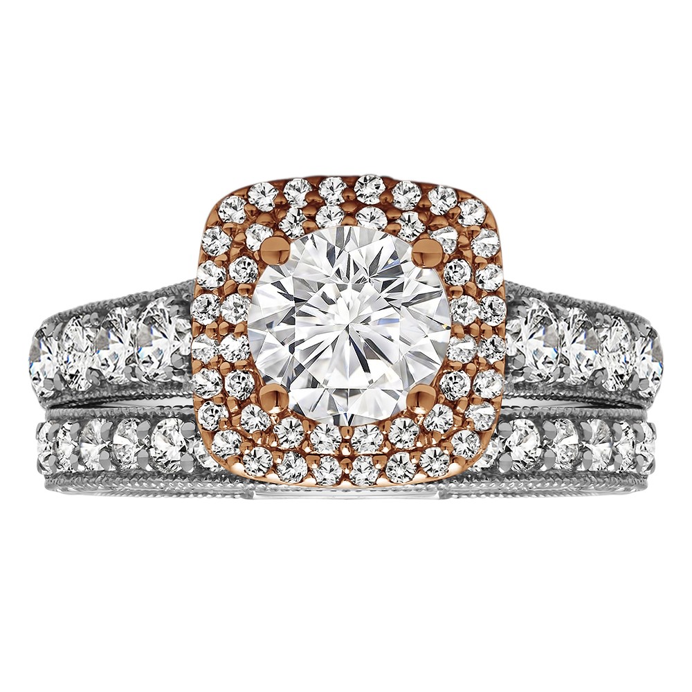 Round Cut Halo Diamond Vintage Engagement Ring