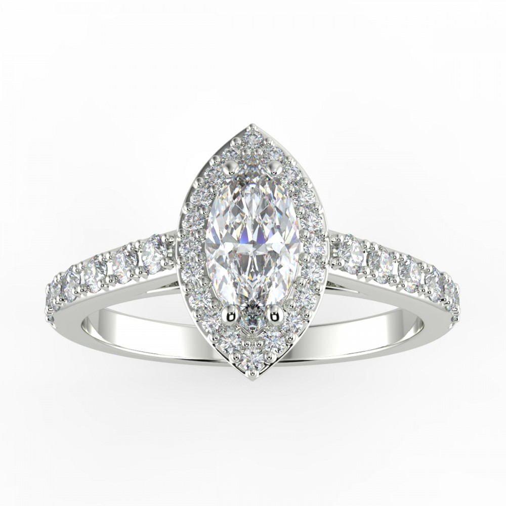 Pave Halo Engagement Ring