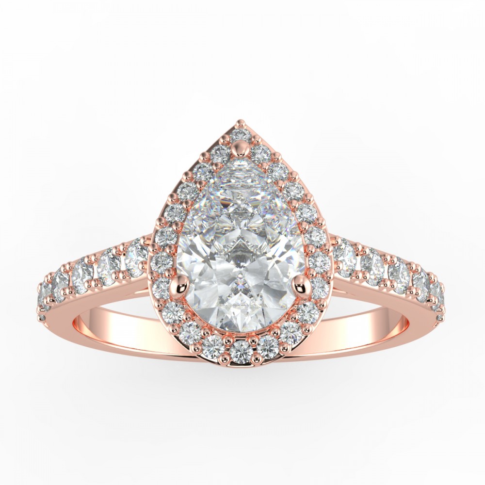 Pave Halo Engagement Ring