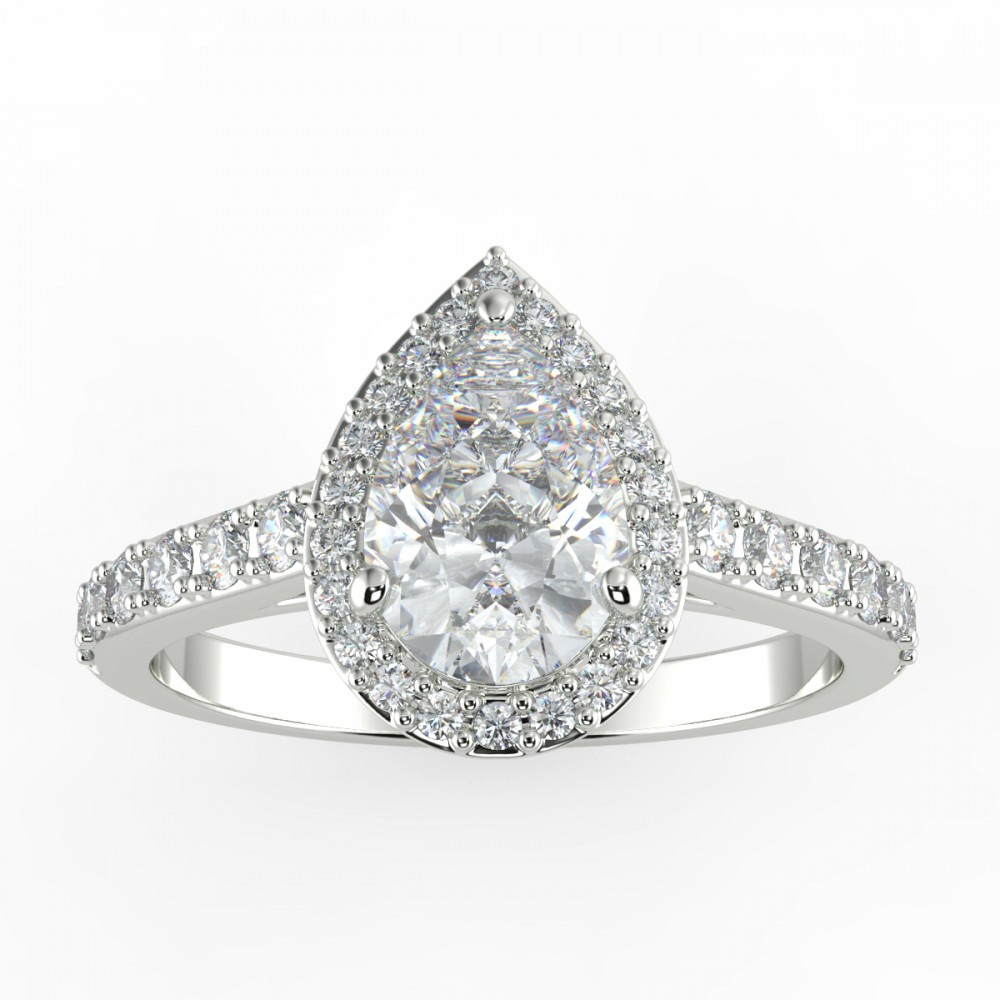 Pave Halo Engagement Ring
