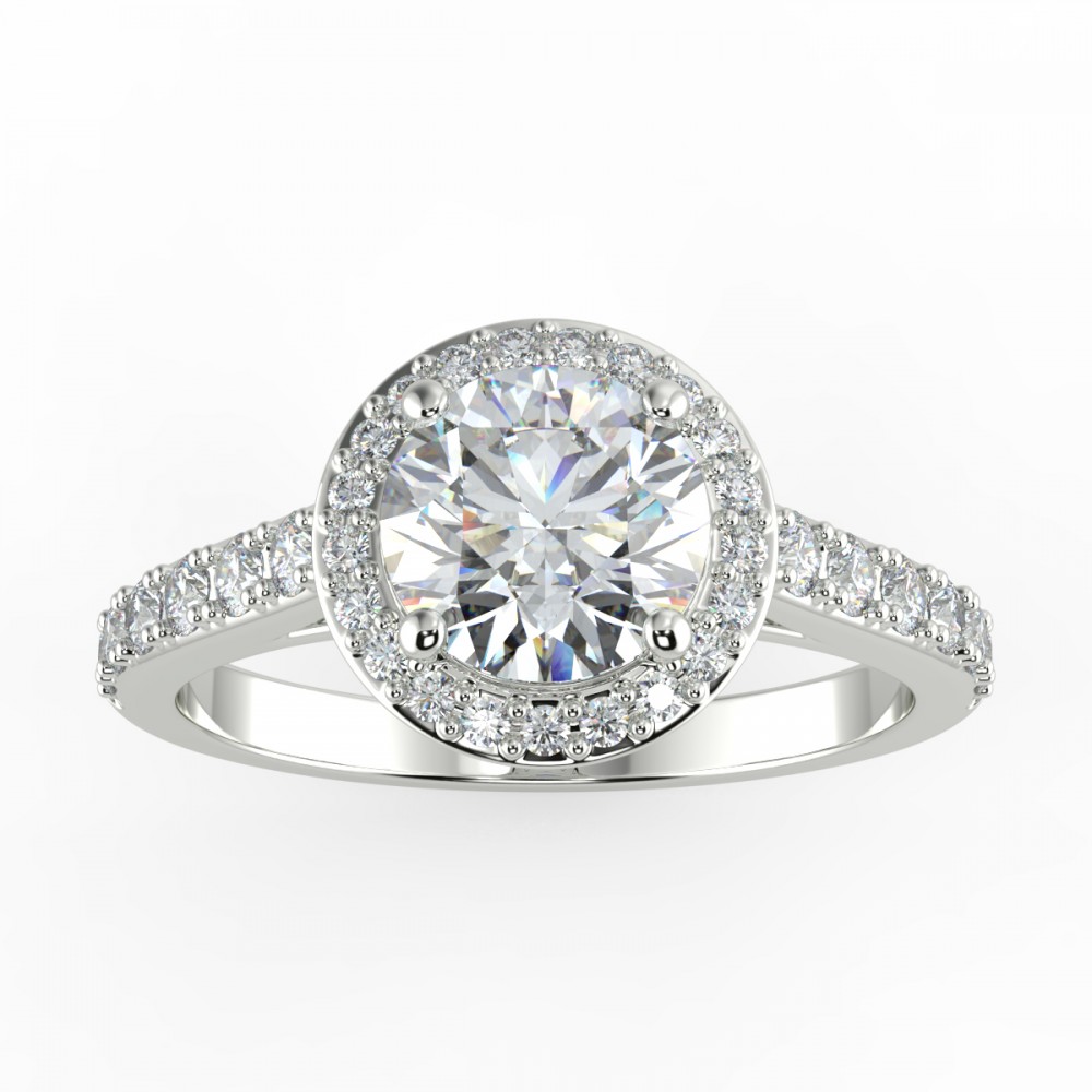 Pave Halo Engagement Ring