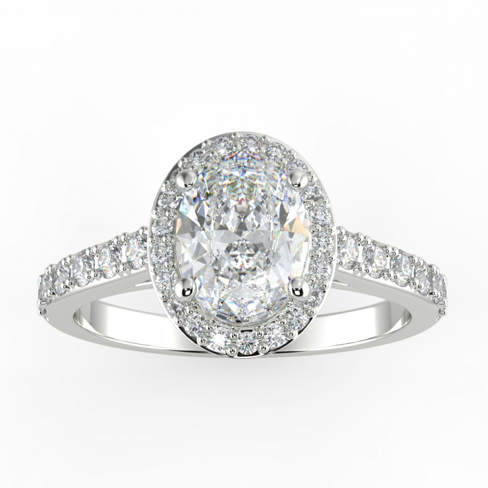 Pave Halo Engagement Ring