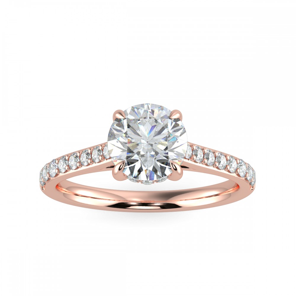 Round Hidden Halo Pave  Engagemnt Ring