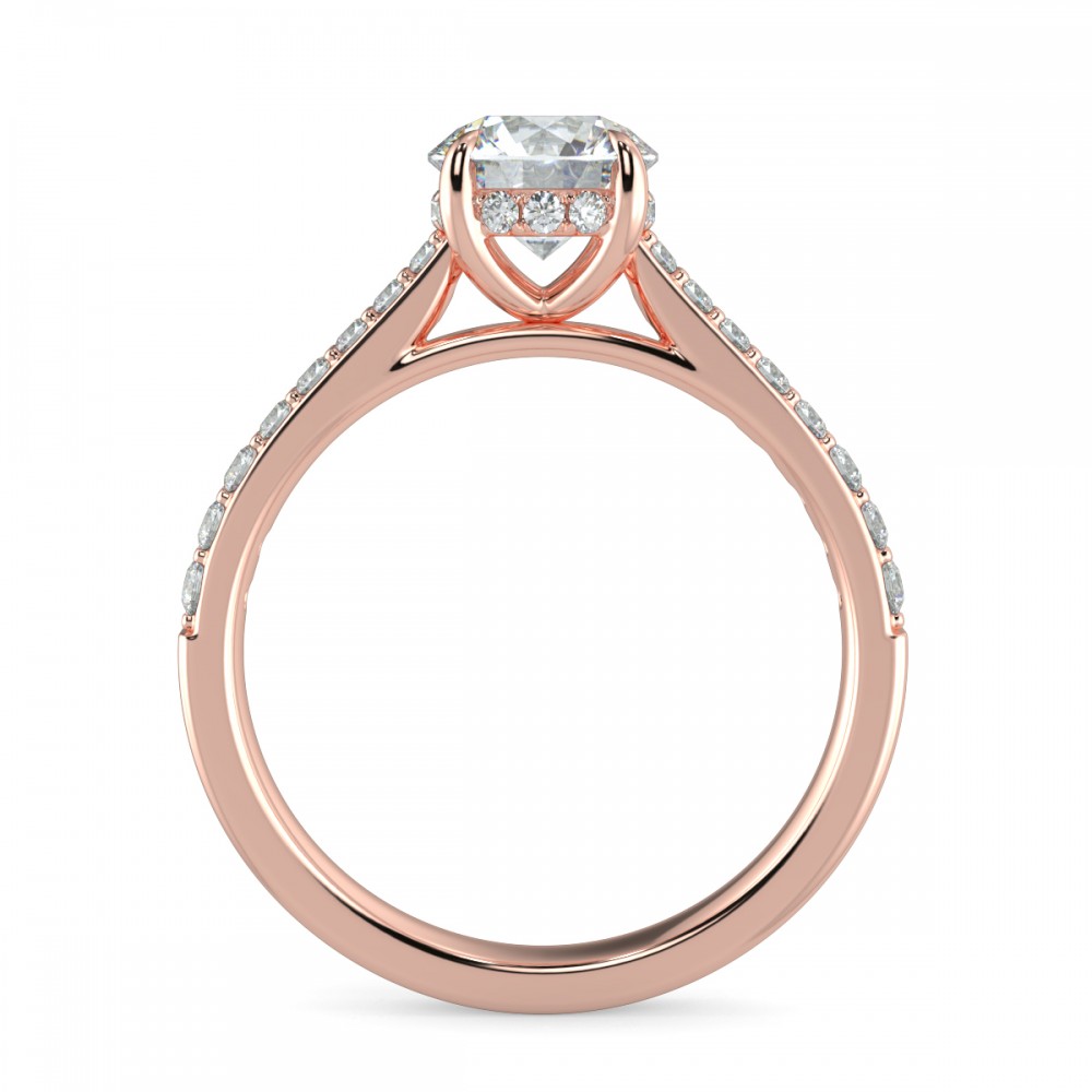 Round Hidden Halo Pave  Engagemnt Ring