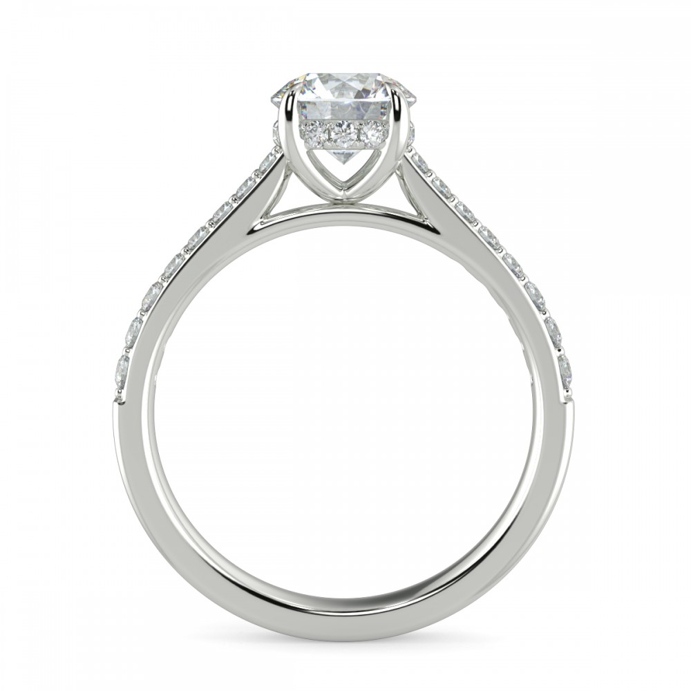 Round Hidden Halo Pave  Engagemnt Ring