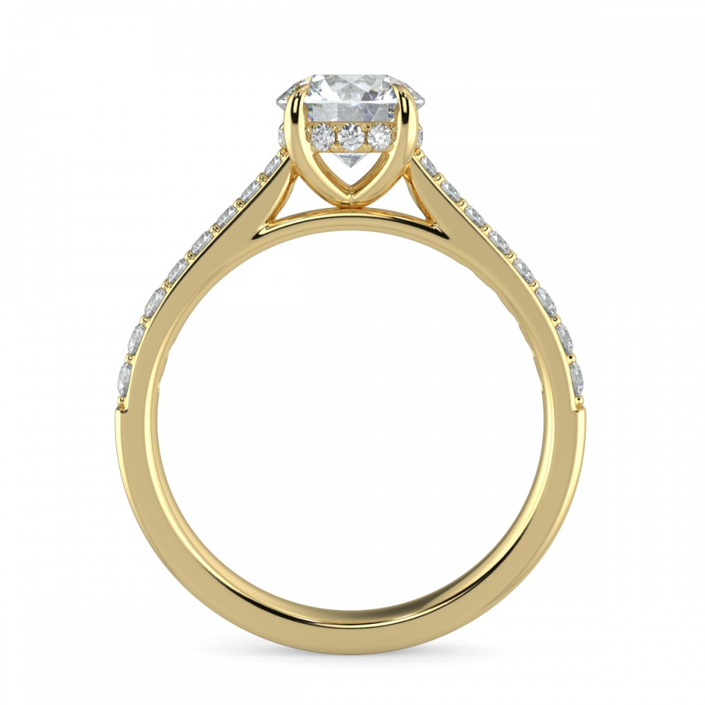 Round Hidden Halo Pave  Engagemnt Ring