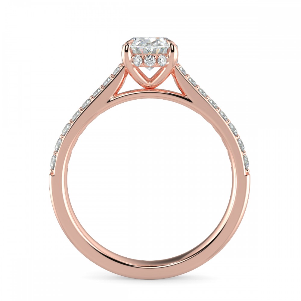 Oval Hidden Halo Pave  Engagemnt Ring