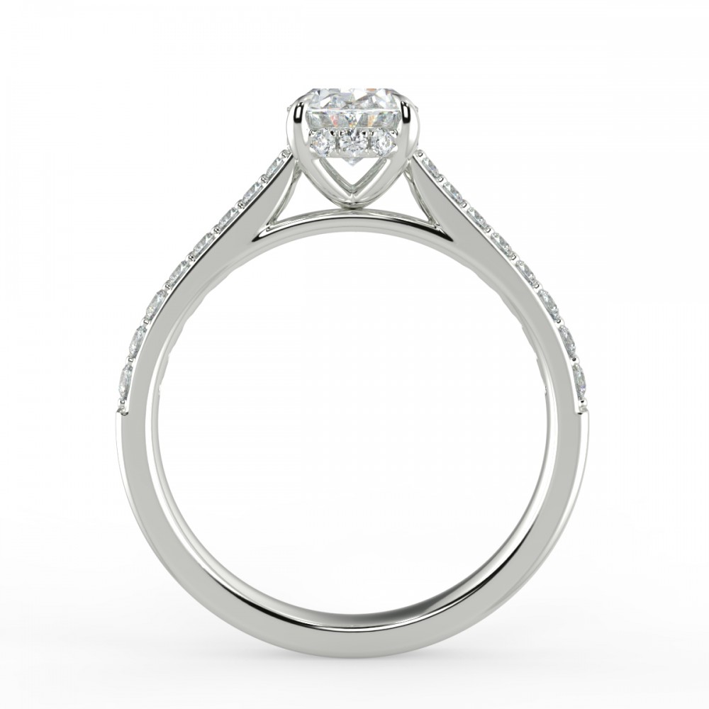 Oval Hidden Halo Pave  Engagemnt Ring