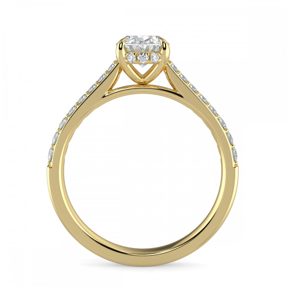 Oval Hidden Halo Pave  Engagemnt Ring