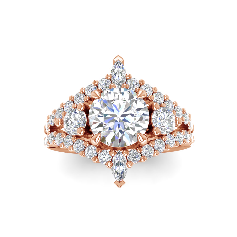 1.34 RD/MQ ENGAGEMENT RING 1.50 RD BUILT IN CENTER