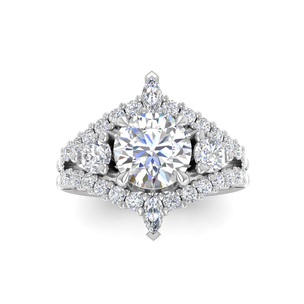 1.34 RD/MQ ENGAGEMENT RING 1.50 RD BUILT IN CENTER
