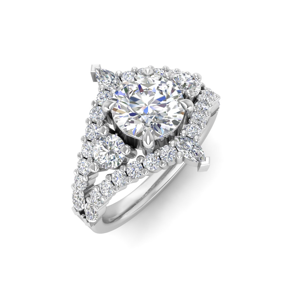 1.34 RD/MQ ENGAGEMENT RING 1.50 RD BUILT IN CENTER