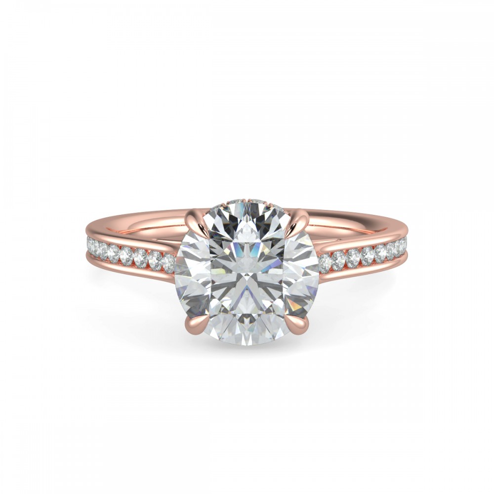 Round Hidden Halo Pave  Engagemnt Ring