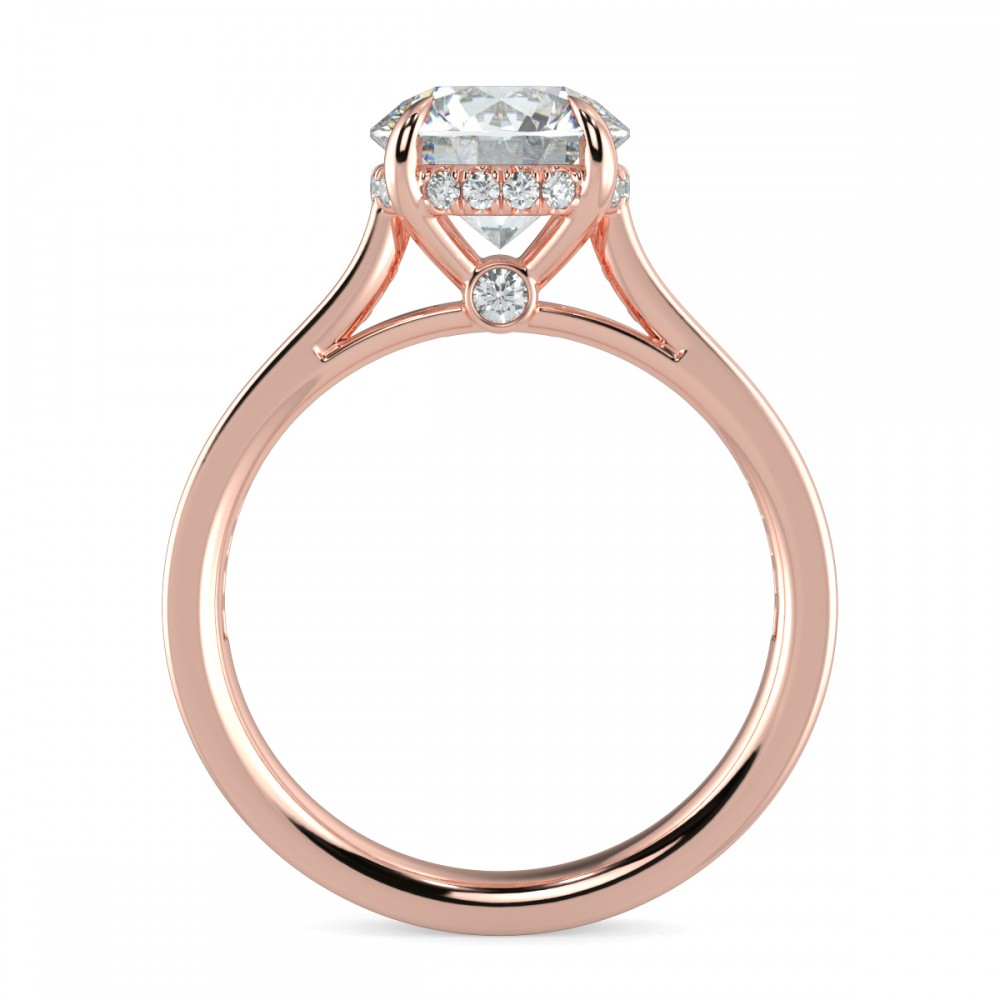 Round Hidden Halo Pave  Engagemnt Ring
