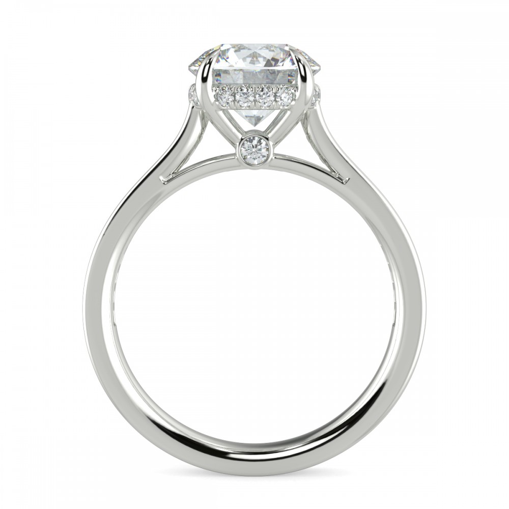 Round Hidden Halo Pave  Engagemnt Ring