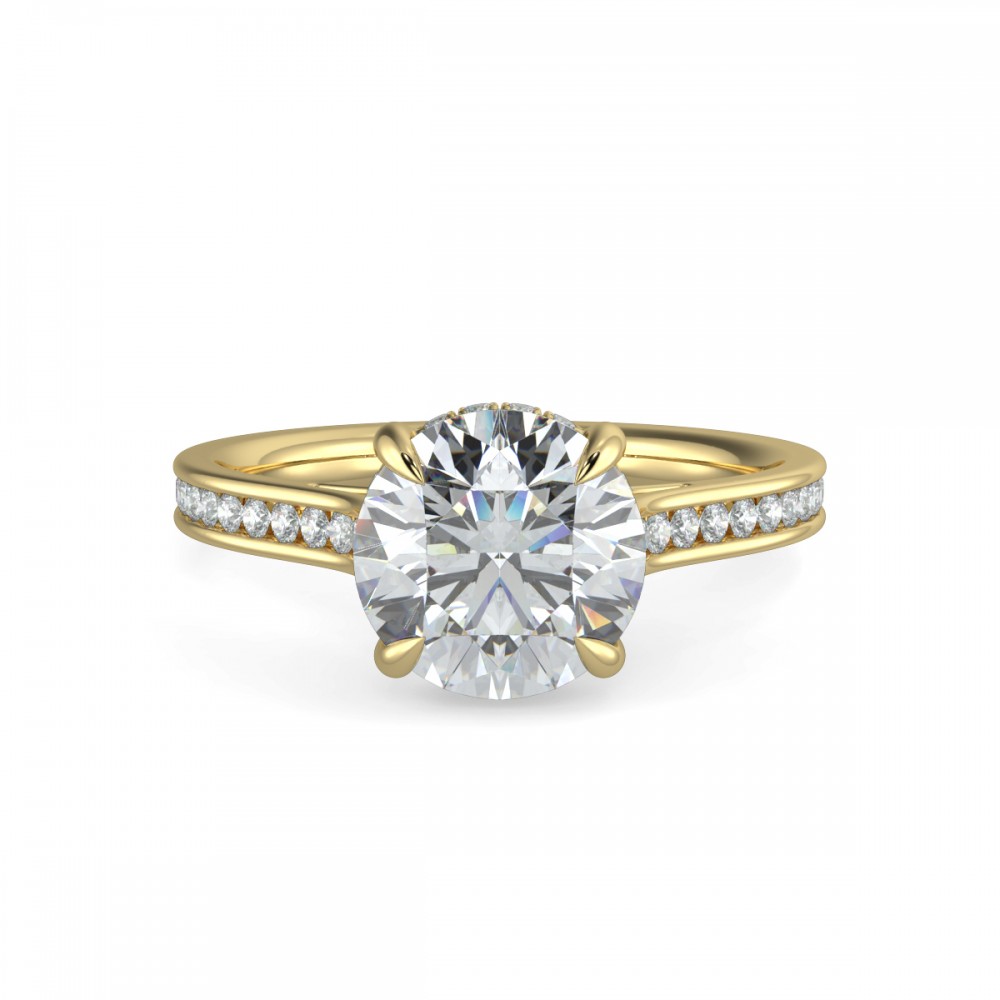 Round Hidden Halo Pave  Engagemnt Ring