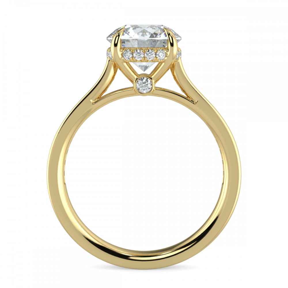 Round Hidden Halo Pave  Engagemnt Ring