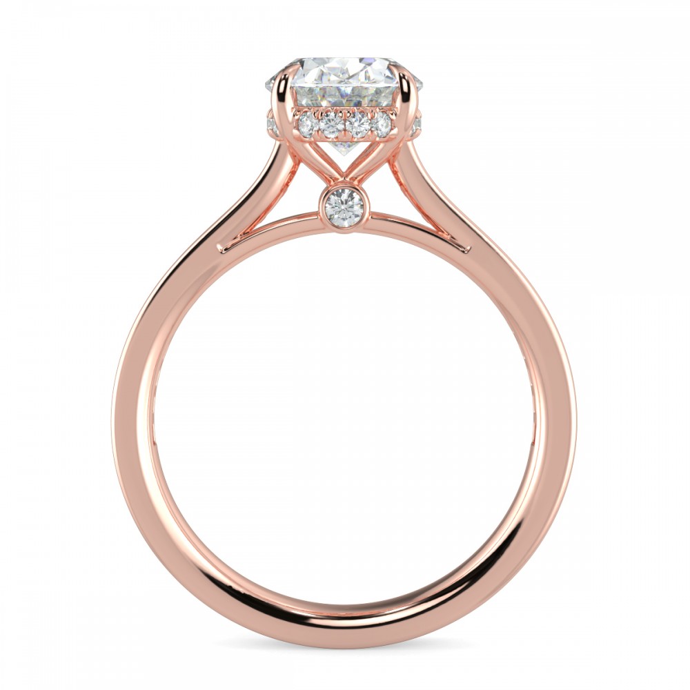Oval Hidden Halo Pave  Engagemnt Ring