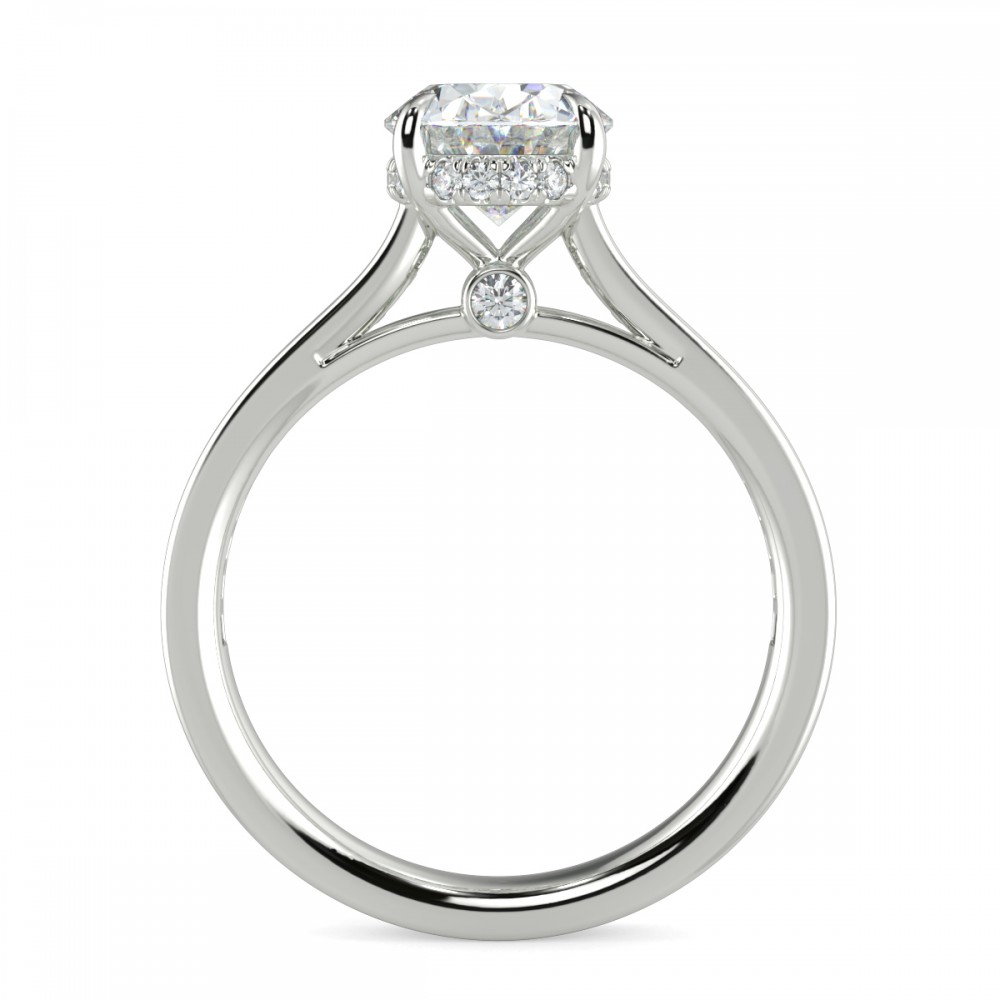 Oval Hidden Halo Pave  Engagemnt Ring