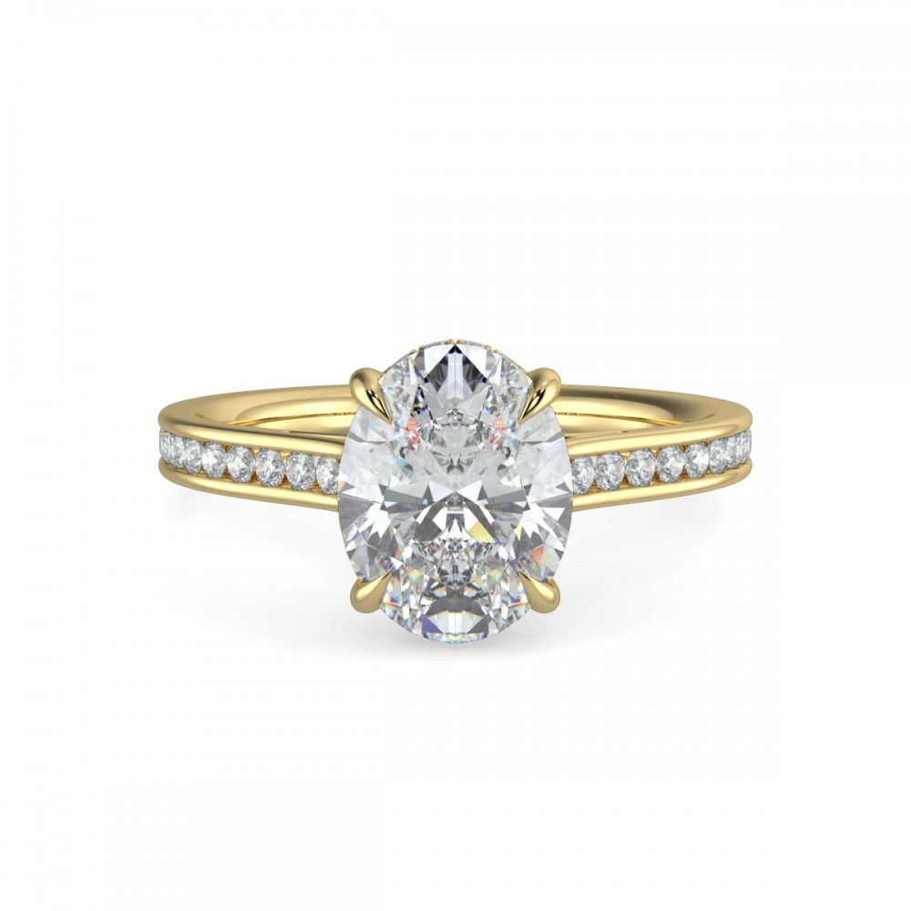 Oval Hidden Halo Pave  Engagemnt Ring