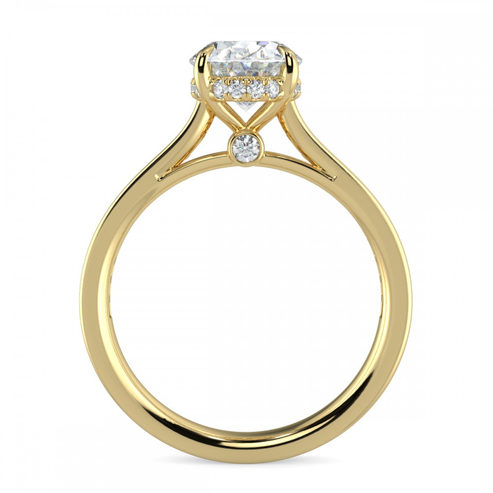 Oval Hidden Halo Pave  Engagemnt Ring