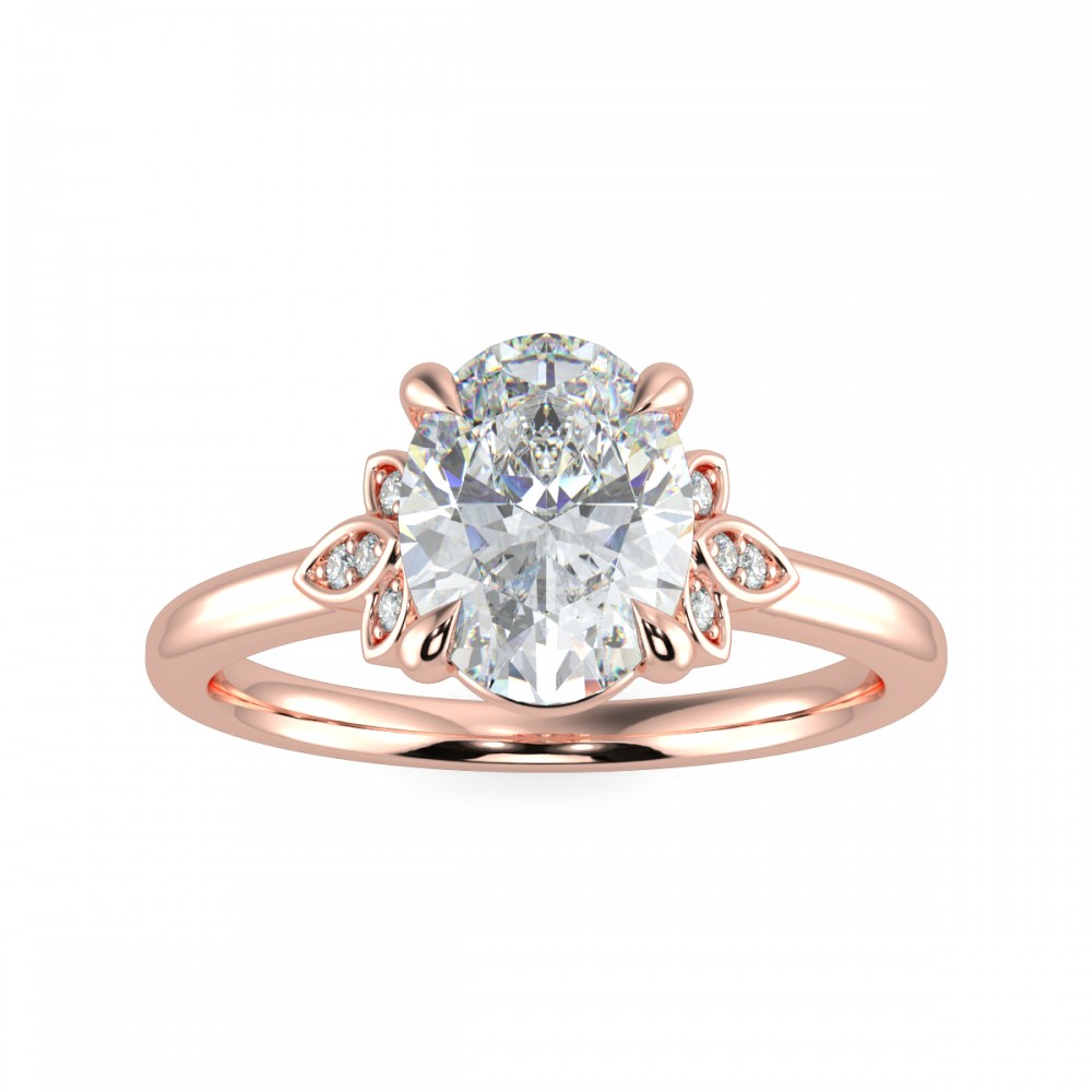 Oval Diamond Bridge Engagemnt Ring