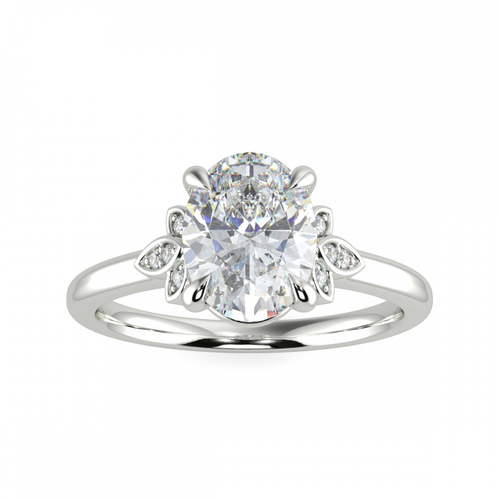 Oval Diamond Bridge Engagemnt Ring
