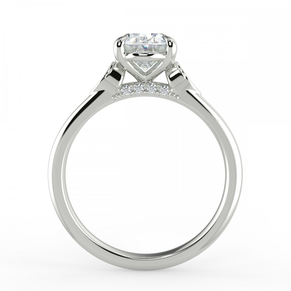 Oval Diamond Bridge Engagemnt Ring