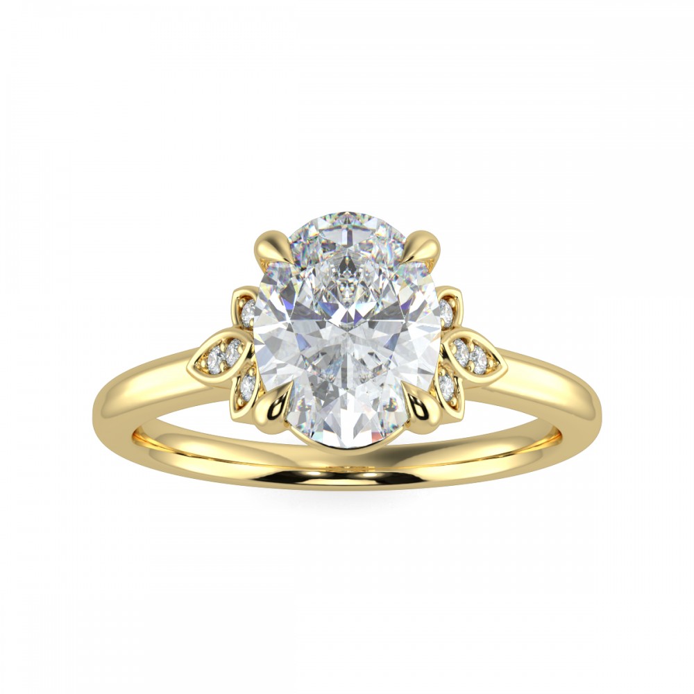Oval Diamond Bridge Engagemnt Ring