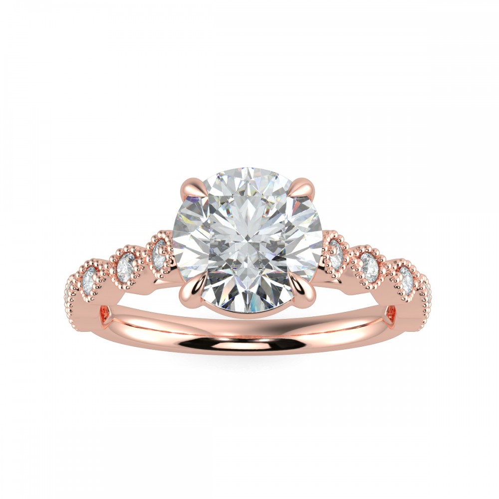 Round Secret Diamond Pave  Engagemnt Ring