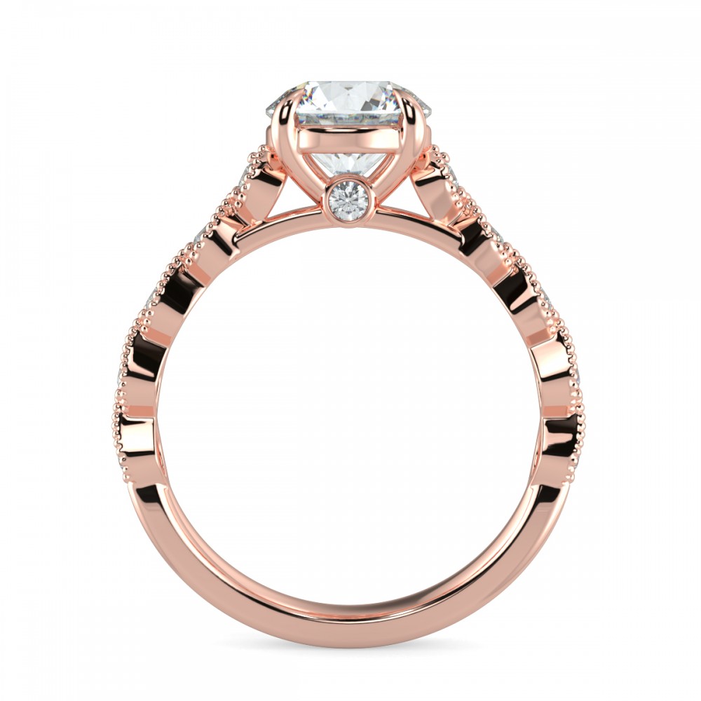 Round Secret Diamond Pave  Engagemnt Ring