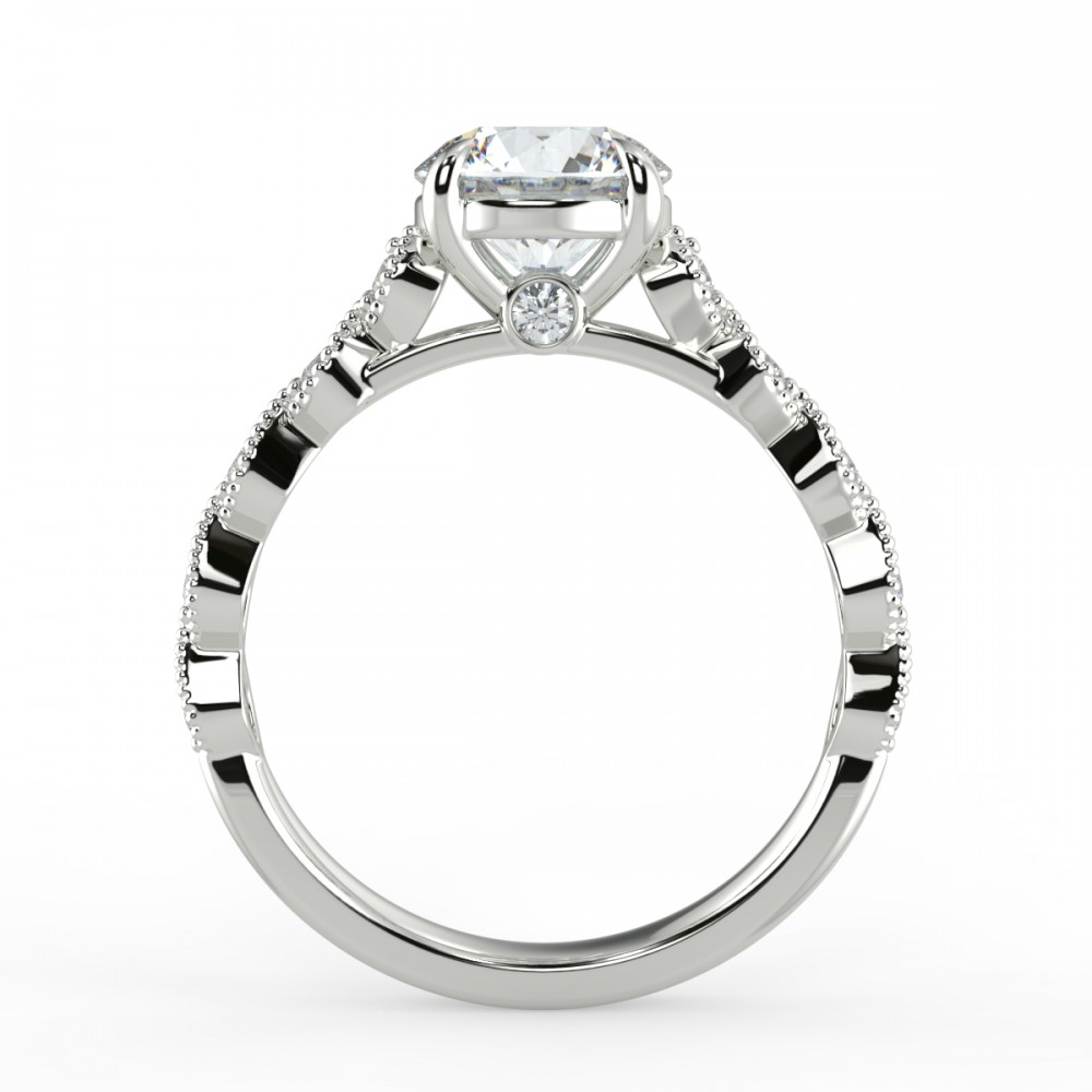 Round Secret Diamond Pave  Engagemnt Ring