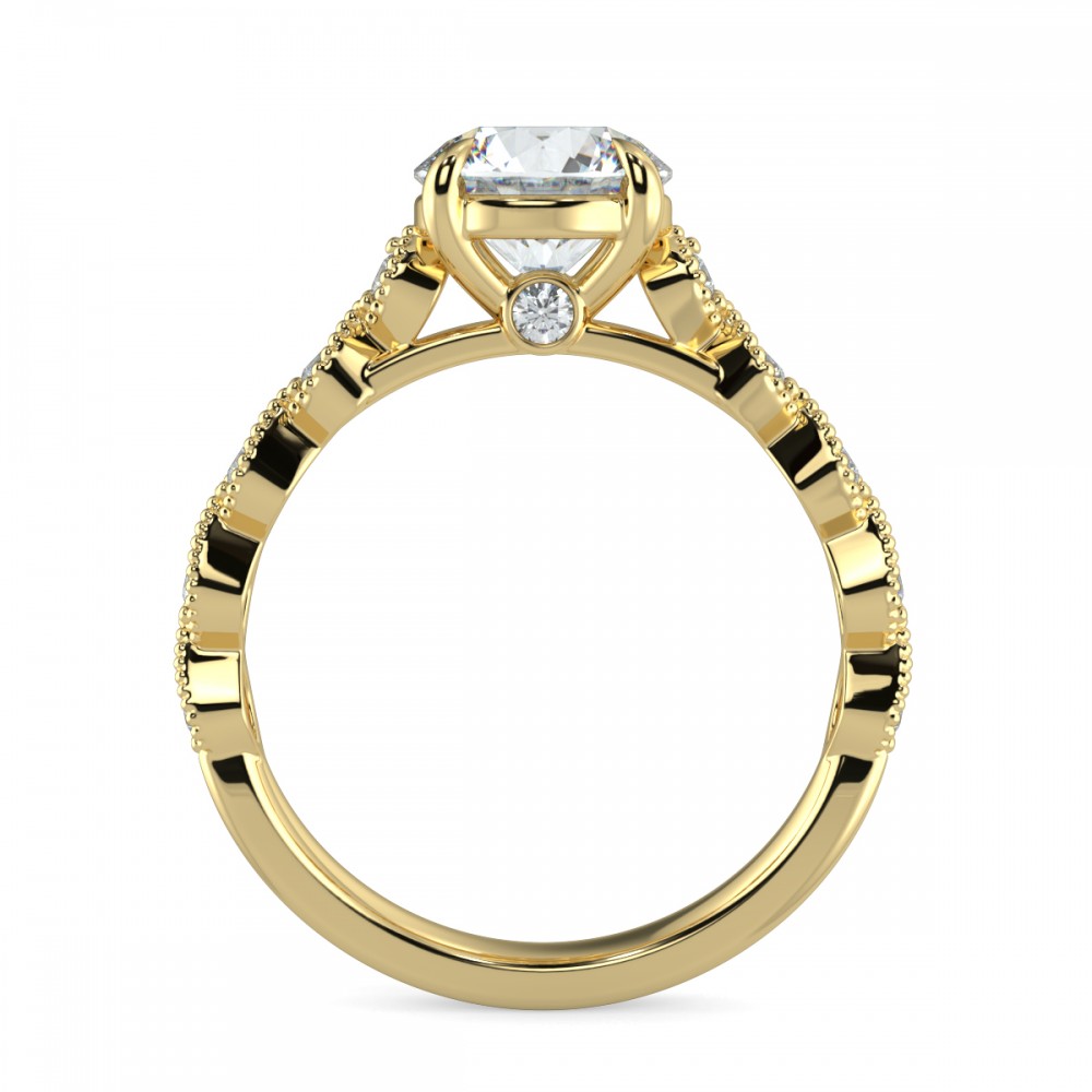 Round Secret Diamond Pave  Engagemnt Ring