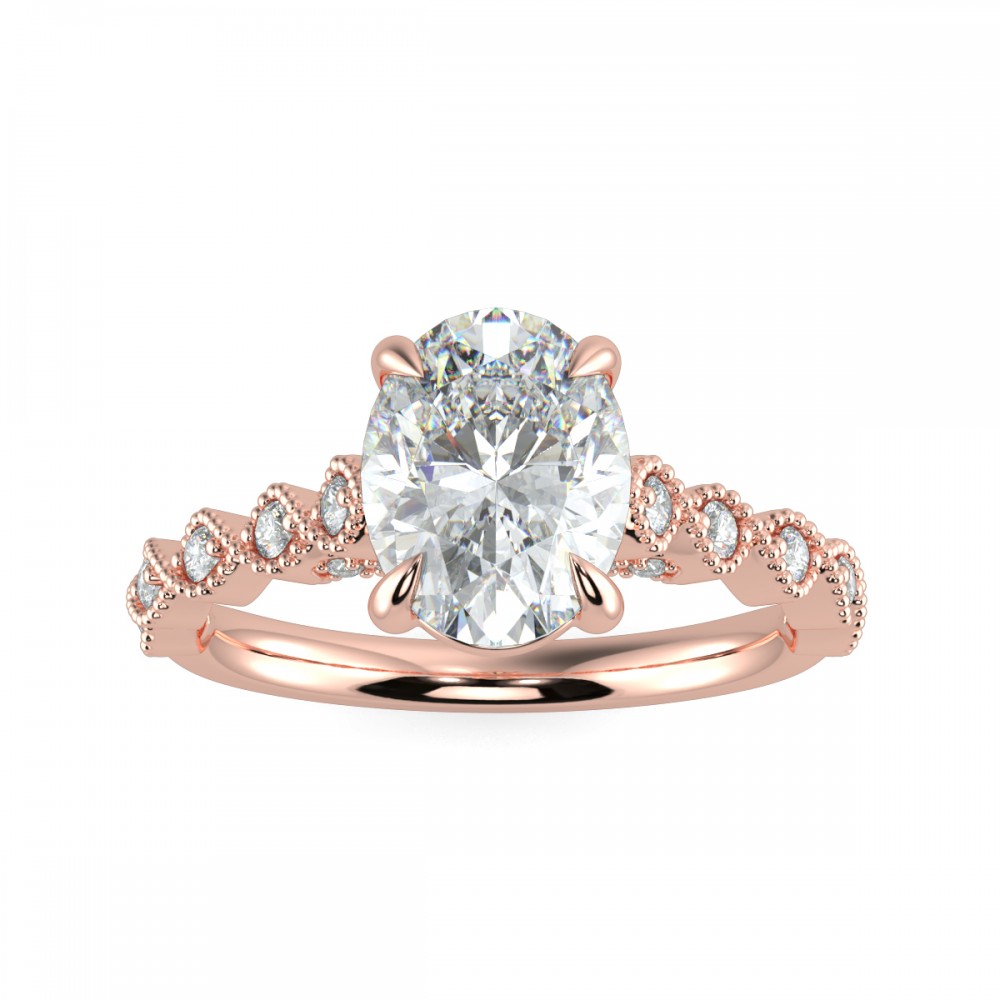 Oval Diamond Bridge Engagemnt Ring