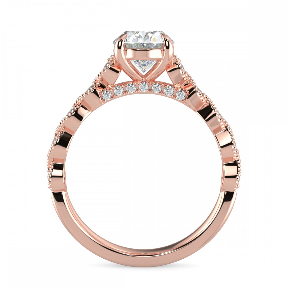 Oval Diamond Bridge Engagemnt Ring