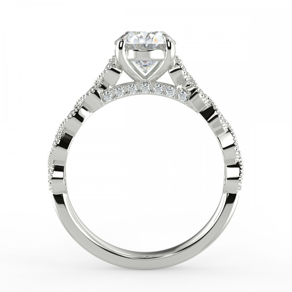 Oval Diamond Bridge Engagemnt Ring