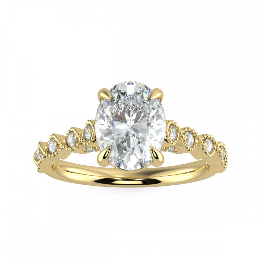 Oval Diamond Bridge Engagemnt Ring