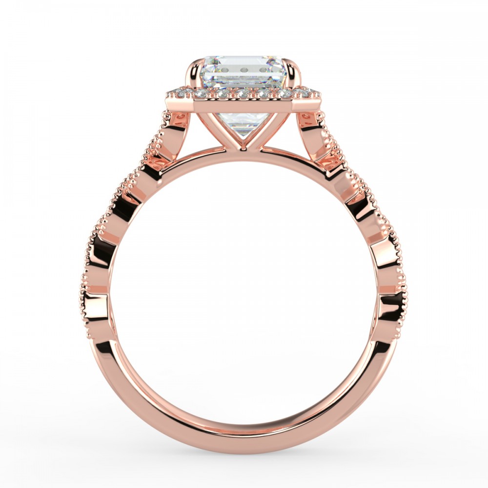 Asscher Secret Diamond Pave  Engagemnt Ring