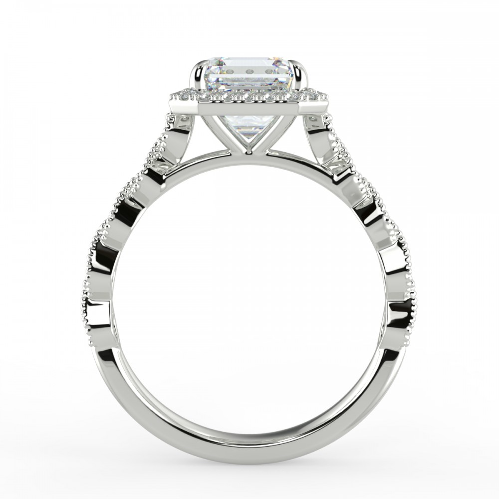 Asscher Secret Diamond Pave  Engagemnt Ring
