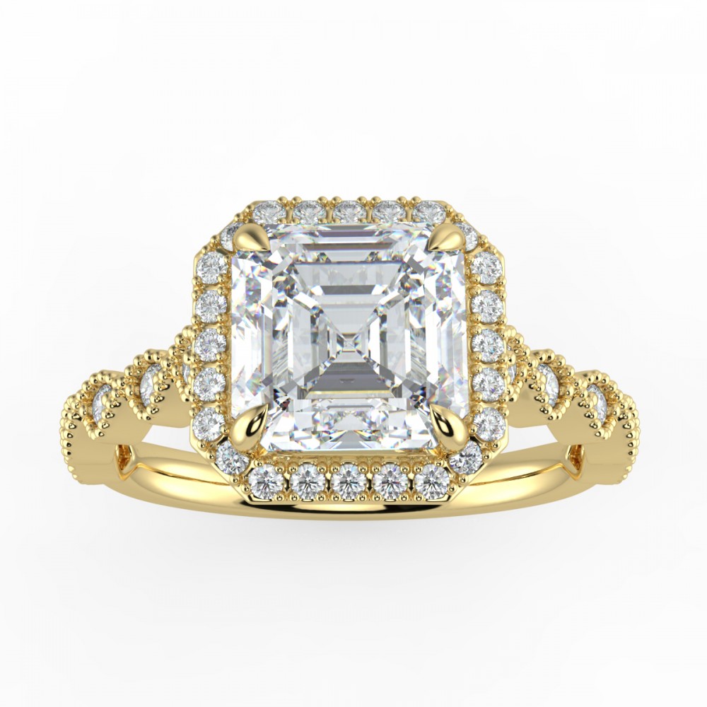Asscher Secret Diamond Pave  Engagemnt Ring