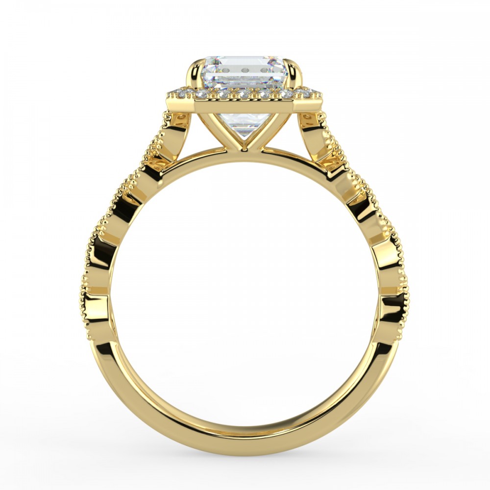 Asscher Secret Diamond Pave  Engagemnt Ring