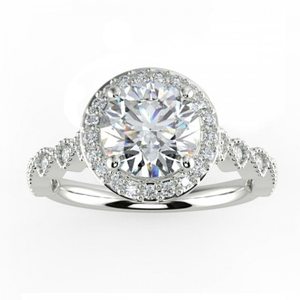 Round Reg Halo Pave  Engagemnt Ring