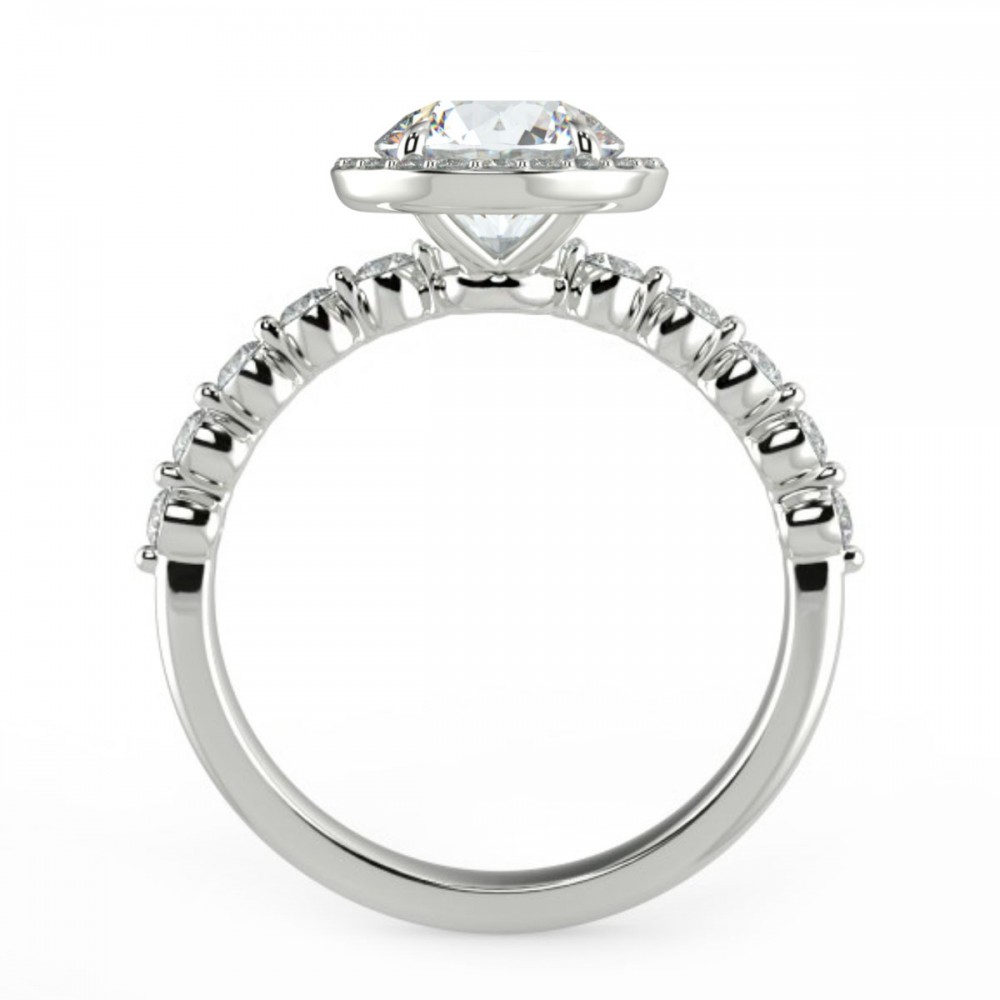 Round Reg Halo Bezel Share Pronng  Engagemnt Ring