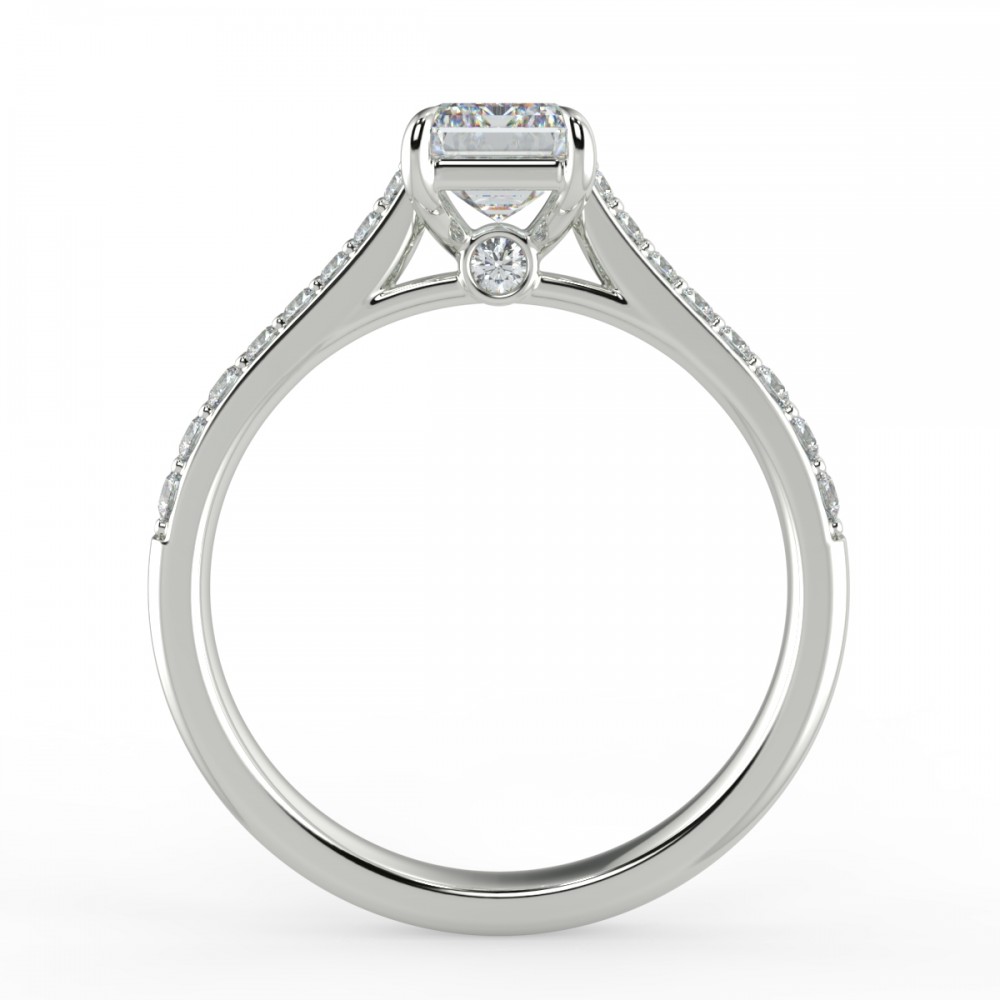 Emerald Secret Diamond Pave  Engagemnt Ring