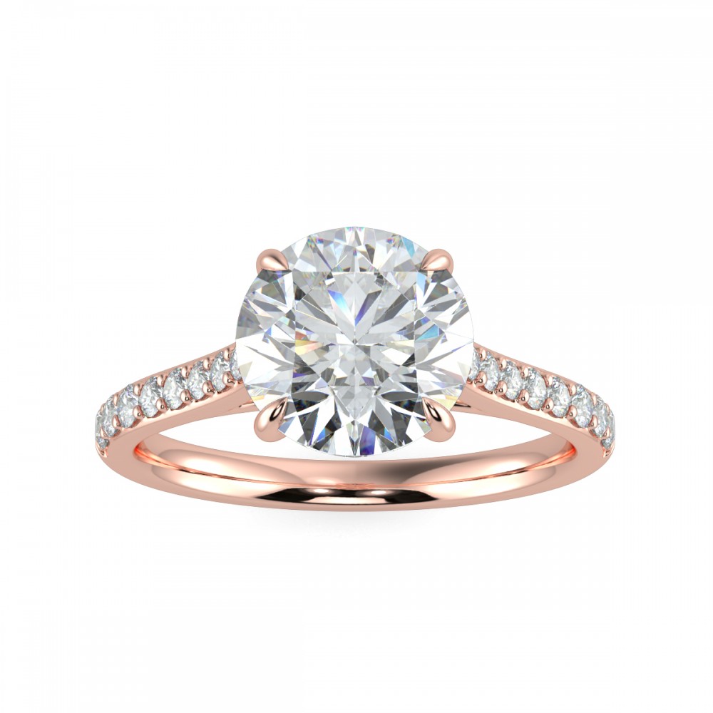 Round Secret Diamond Pave  Engagemnt Ring