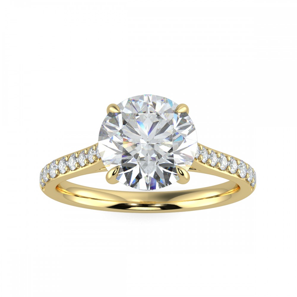 Round Secret Diamond Pave  Engagemnt Ring