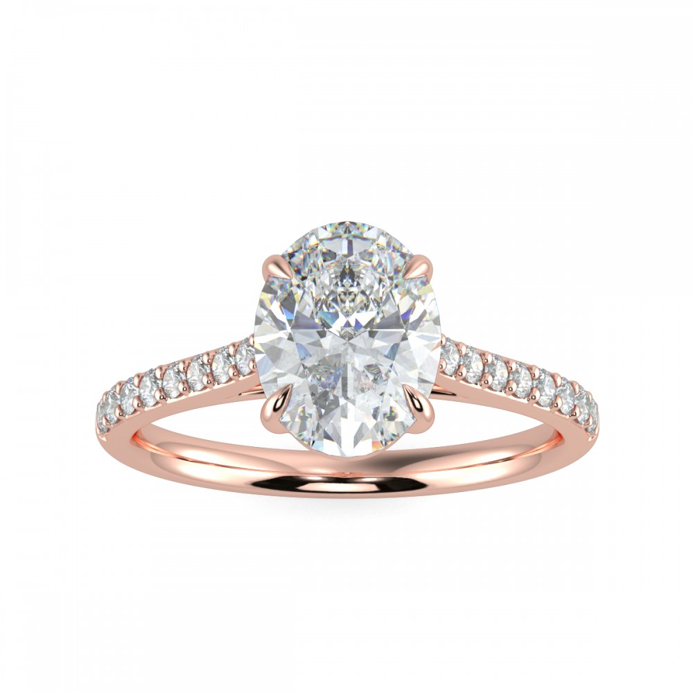 Oval Secret Diamond Pave  Engagemnt Ring