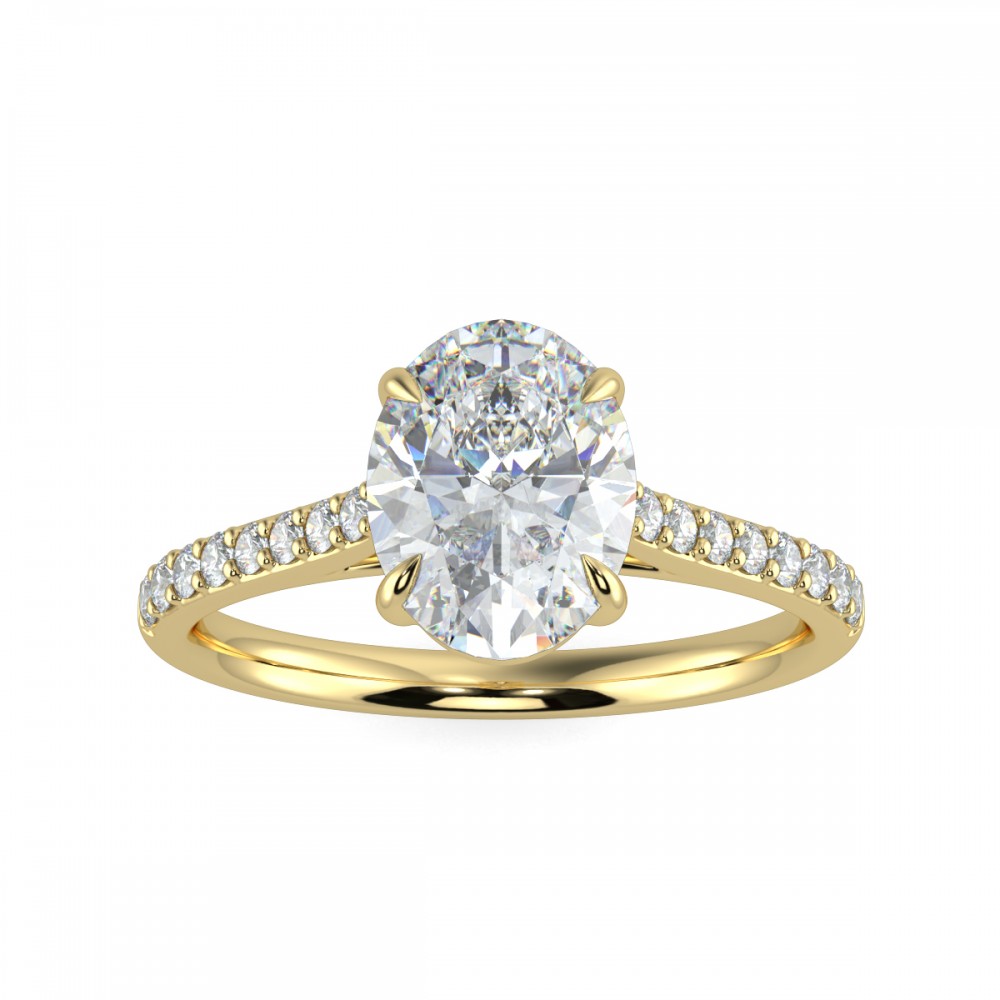 Oval Secret Diamond Pave  Engagemnt Ring